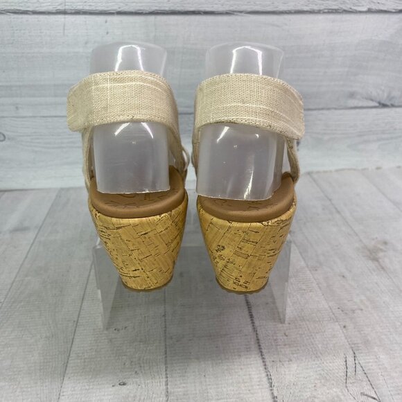 Skechers BEVERLEE Natural Cali Luxe Foam Cork Wedge Heel Platform Sandals Size 9 - Picture 6 of 16